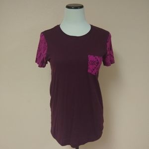 PINK burgandy pocket t-shirt